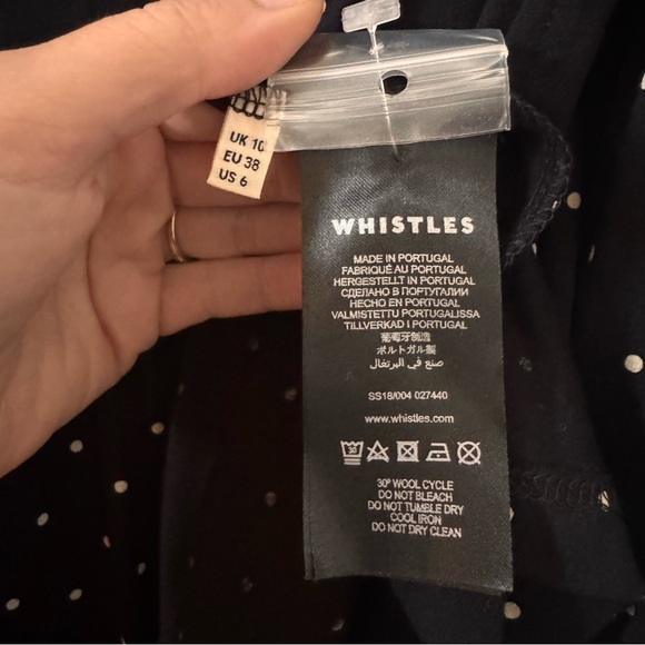 WHISTLES Spot Wrap Jersey Tie Dress Polka Dot Black White Size 6 - Picture 12 of 14